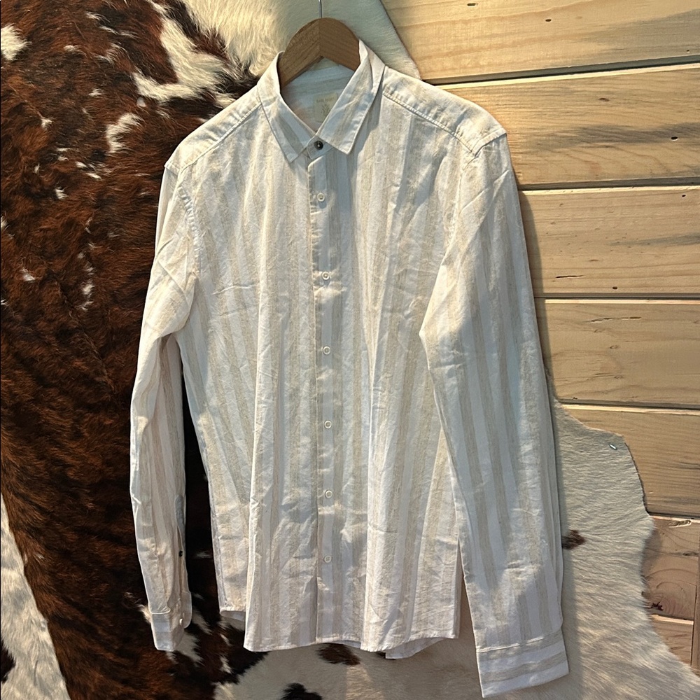 NWOT Rare Rabbit Classic White Striped Men's Dress Shirt Size L